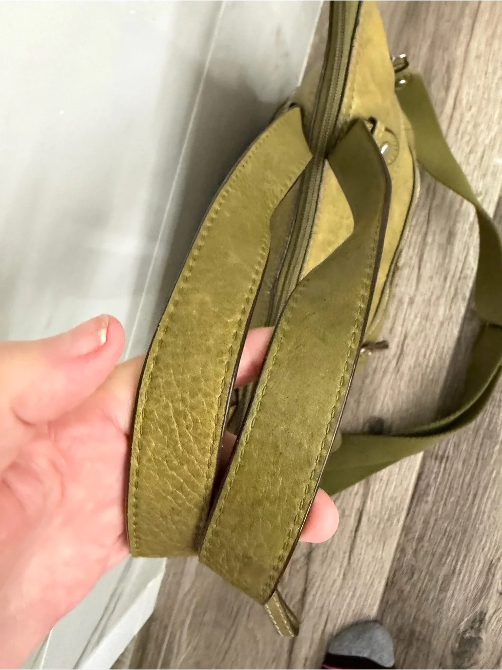 Olive Green Fossil Crossbody Shoulder Bag Zippers  - Women's Slouch Foldover